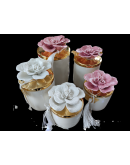 Bomboniera porta candela profumata grande con fiore rosa harmony in offerta